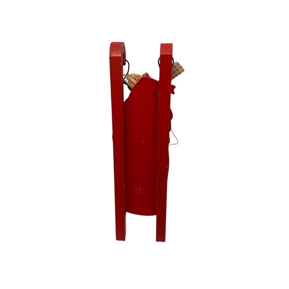 Vintage Wood Santa Sled Christmas Ornament 7" - Picture 4 of 6